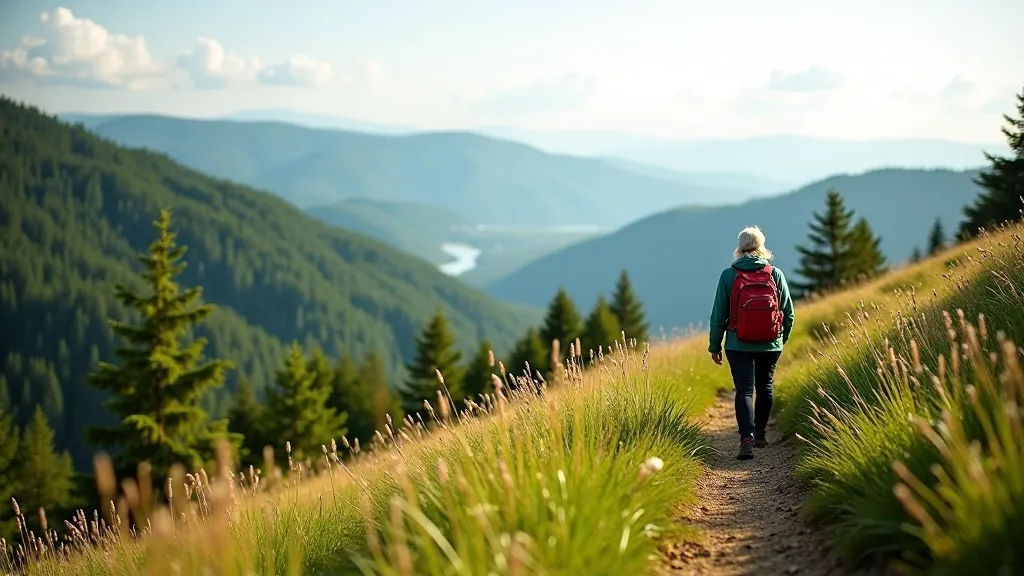 Krkonoše hora s křivolakými borovicemi a skalnatým terénem