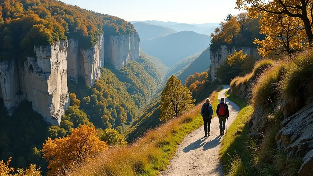 Panoráma soutěsek v České Švýcarsku s bezpečnou pěšinou
